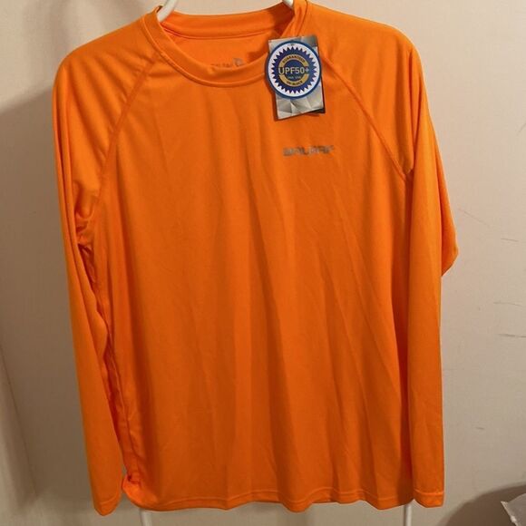 Men’s long sleeve quick workout shirt size S color orange new - Picture 6 of 8